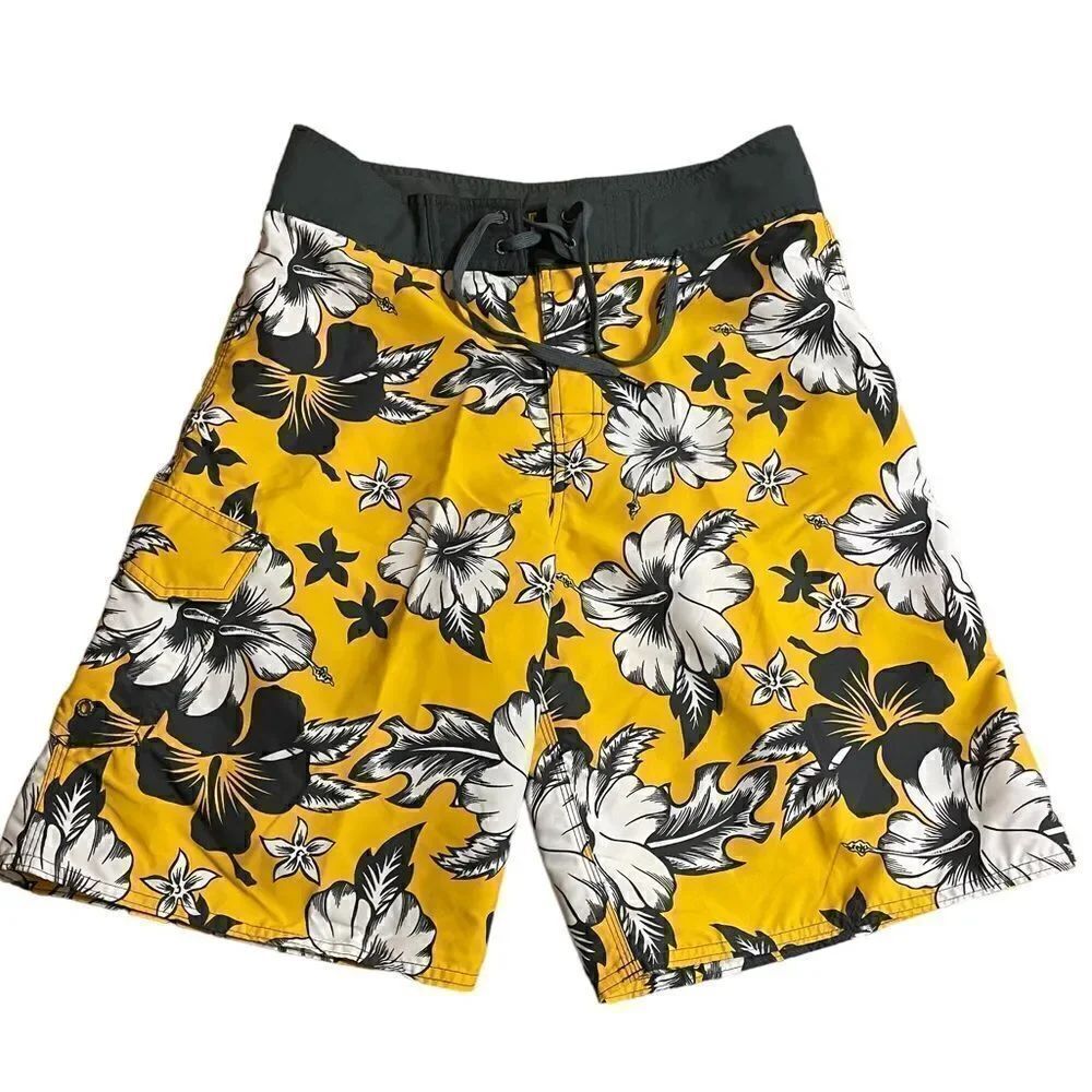 Kirra by PacSun Tropical Yellow and Grey Board Shorts NWT
